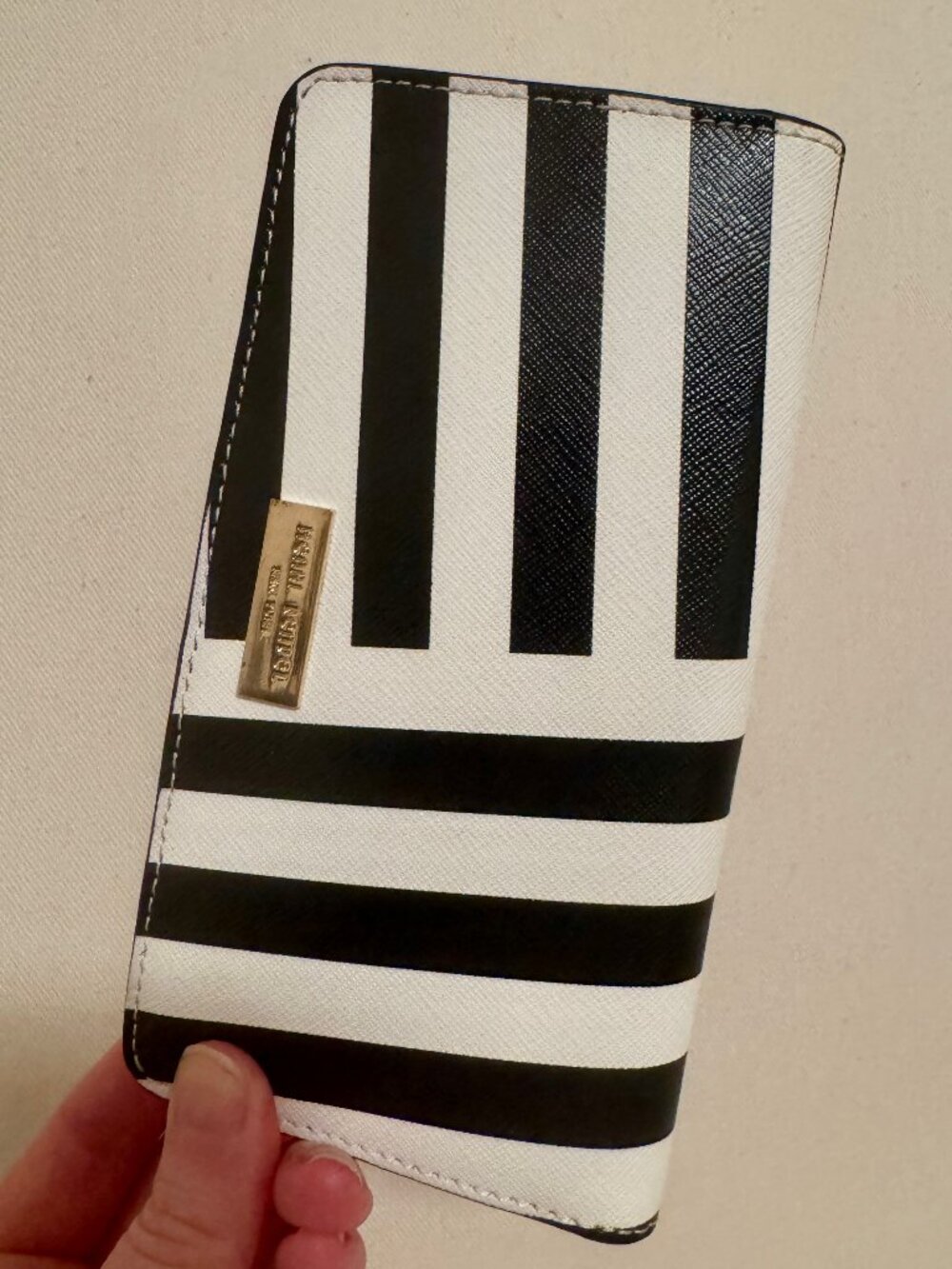 Henri Bendel Centennial Stripe Leather Snap Closure Wallet and Cell Phone Case
